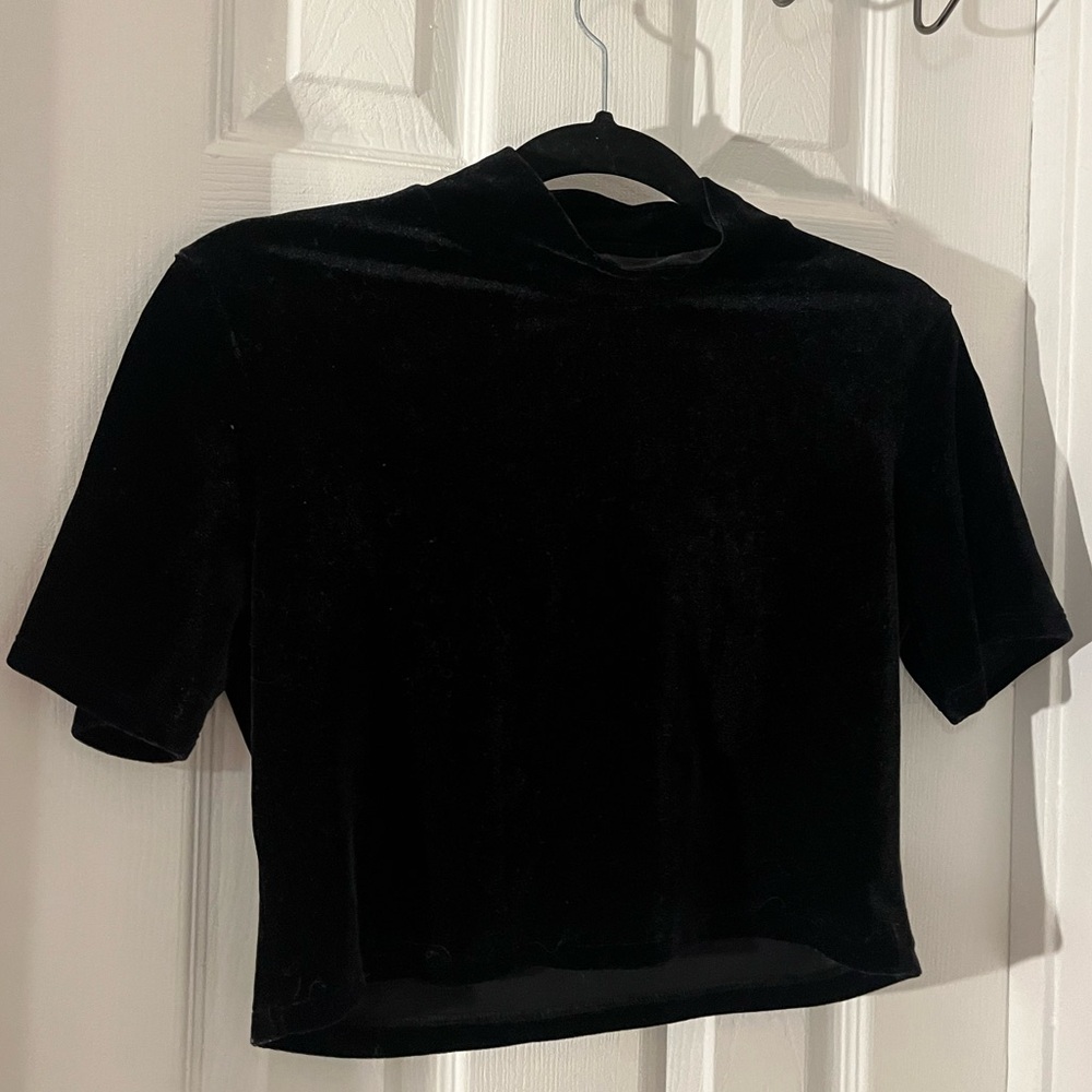Vintage Elegant Black Velvet Women's Top
